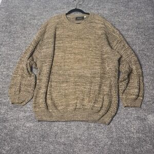 Request Sweater Mens XL Brown Tan Cotton Marled Knit Crewneck Pullover